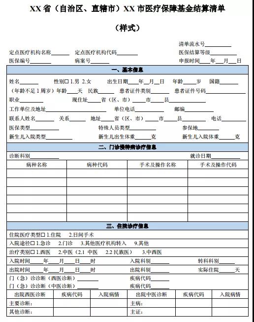 金豆公司之医保结算清单样式图1