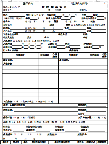 病案首页样式图1